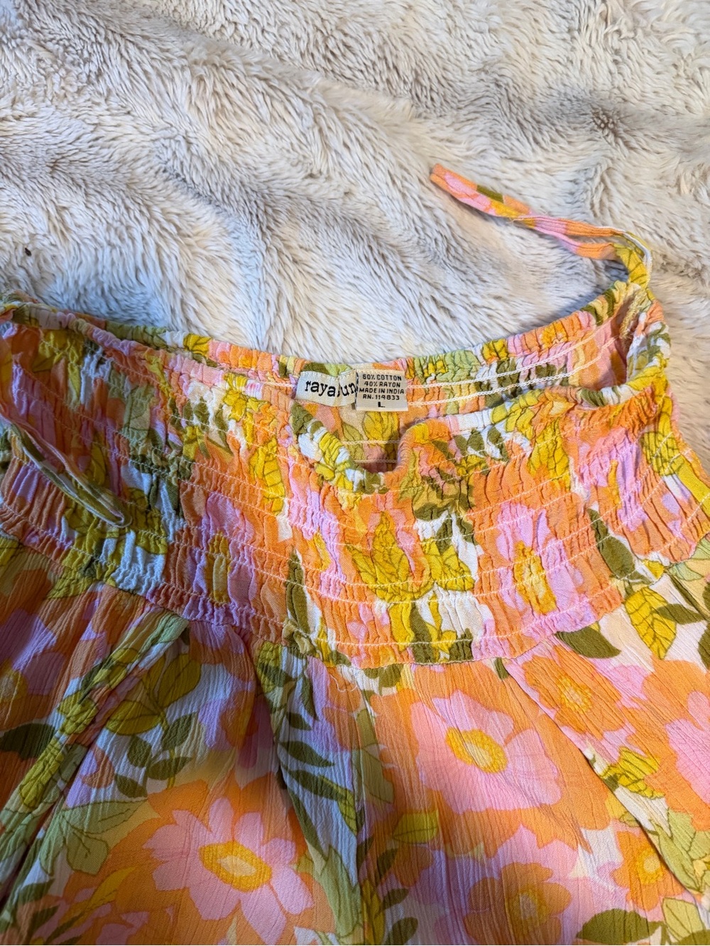 raya sun Floral Wide Leg Pants in Pink and Yellow - Picture 3 of 3